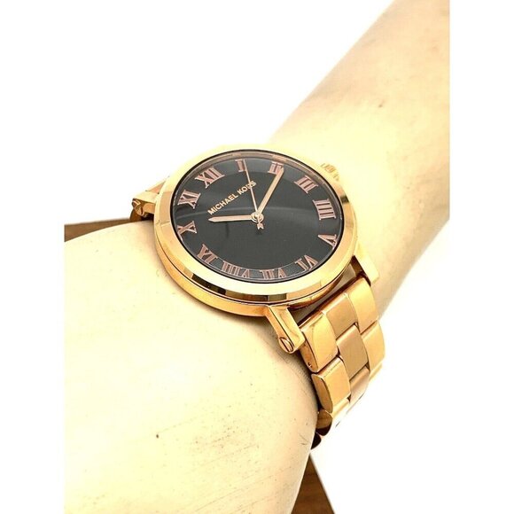 Michael Kors Women\'s Watch MK3585 Quartz Black Dial 38mm Rose Gold Steel